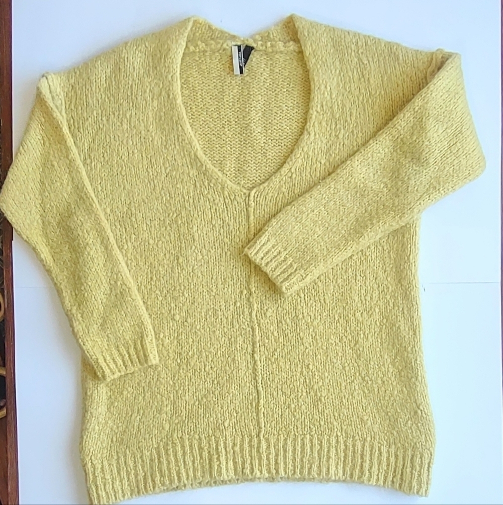 TopShop Chunky Knit V-Neck Sweater Size Small Oversized Boho Casual Cabin Core
